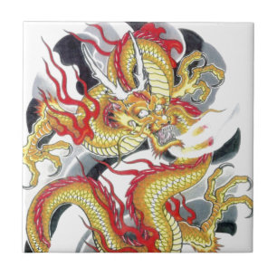Japanese Yellow Dragon Tile