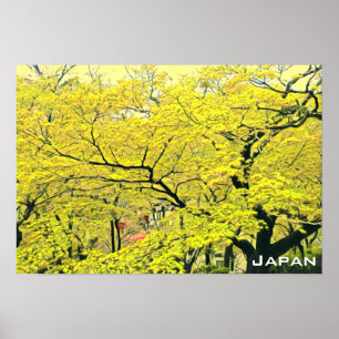 Japanese yellow gingko tree travel print