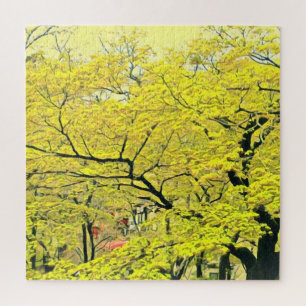 Japanese yellow gingko tree travel print jigsaw puzzle
