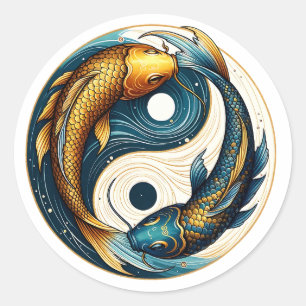 Japanese Yin Yang Symbol Koi Fish Classic Round Sticker