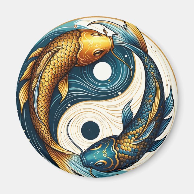 Japanese Yin Yang Symbol Koi Fish Magnet (Front)