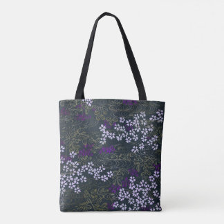 Japanese Yozakura Tote Bag | Meiji Era Sakura & Fl