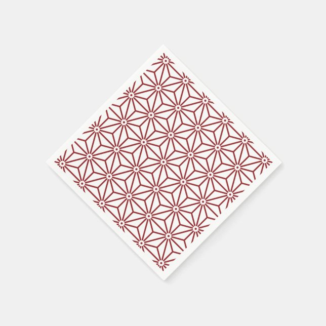 Japanese Yukata Red White Jinbei Asanoha shinshu Napkin (Corner)