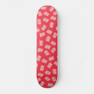 Japanese Yukata Textile, Maneki Neko (Lucky Cat) Skateboard