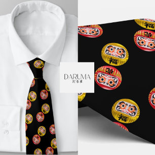 "Japanese Zen Daruma & Kanji – Never Give Up" Tie