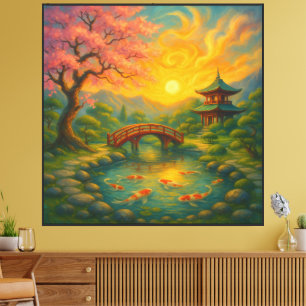 Japanese Zen Garden Sunset Wall Art