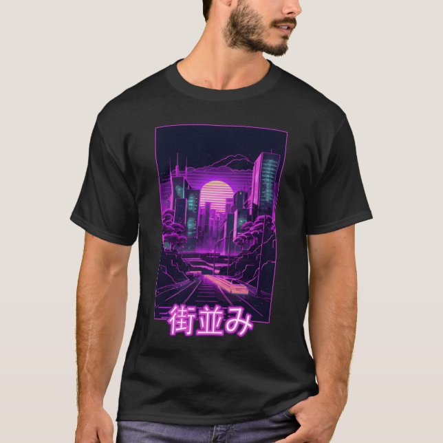 Japaneseokyo City Vaporwave Aesthetic Retro Synt f T-Shirt (Front)