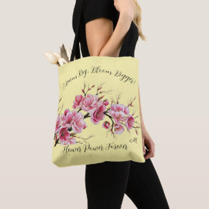 Japanesse Inspiration Sakura Flowers Illustration Tote Bag