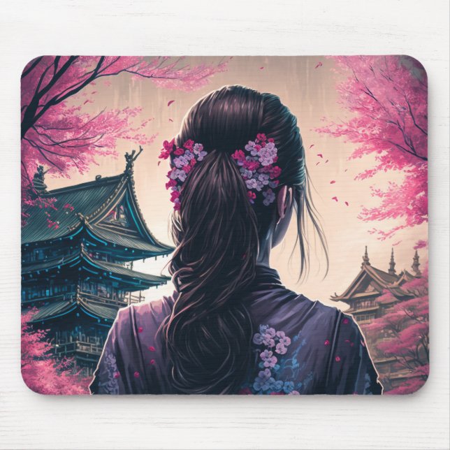 Japanische Blütenpracht - Mädchen - Mousepad (Front)