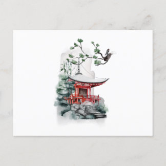Japan's natural beauty with pine trees postcard
