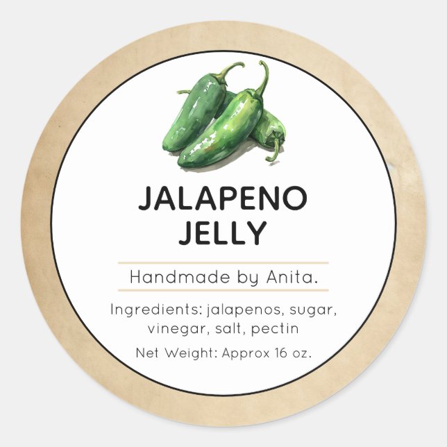Japapeno Jelly Canning Jar Label  (Front)