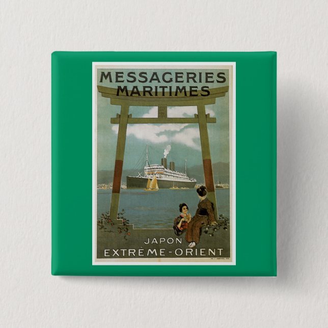 "Japon Extreme-Orient" Messegeries Maritimes 15 Cm Square Badge (Front)
