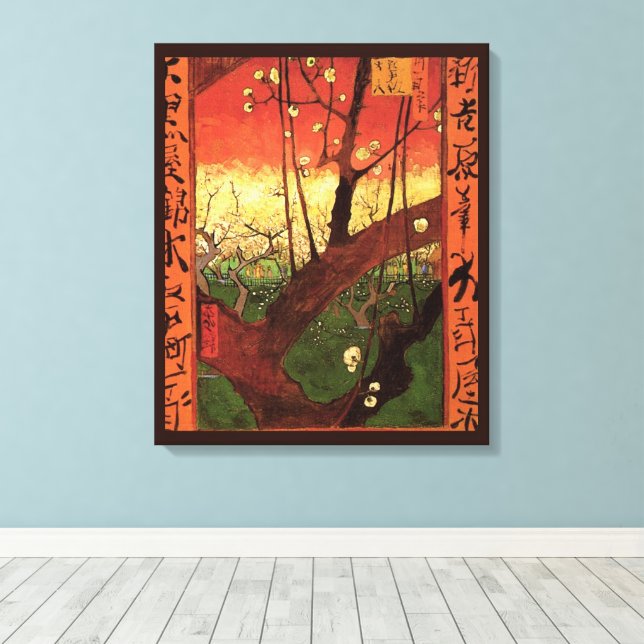 Japonism: Flowering Plum Tree by Vincent van Gogh Canvas Print (Insitu(Wood Floor))