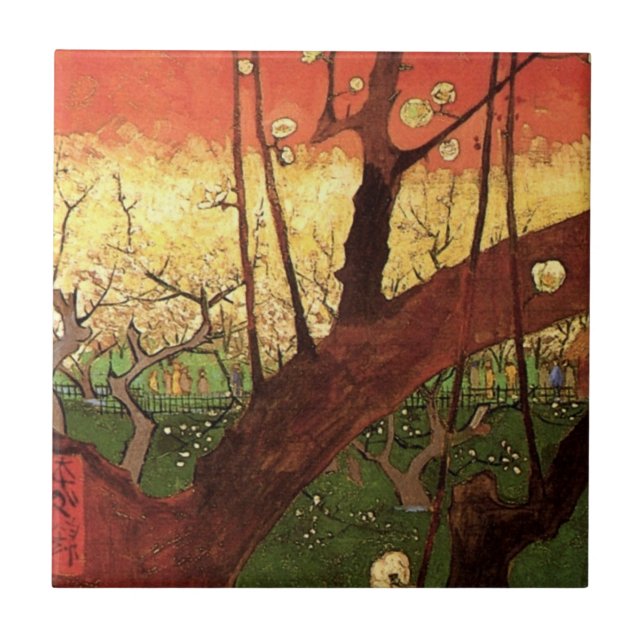 Japonism: Flowering Plum Tree by Vincent van Gogh Tile (Front)