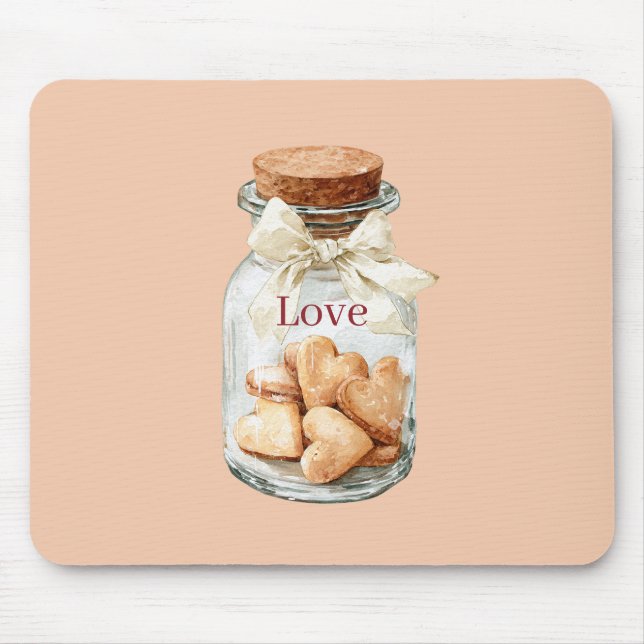 Jar Heart Cookies White Bow Mouse Mat (Front)