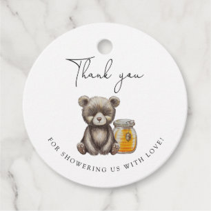 jar honey and Teddy bear thank you Favour Tags