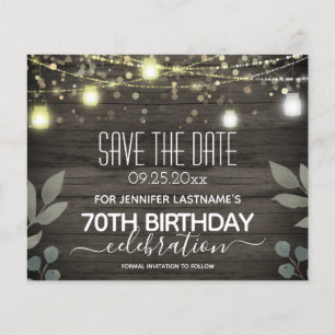Jar Light 70th Birthday Save the Date Budget