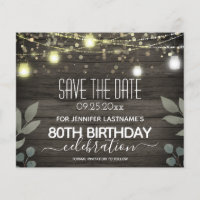 Jar Light 80th Birthday Save the Date Budget