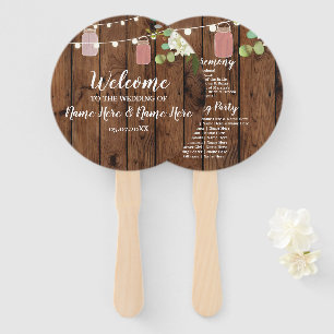 Jar Lights Floral Wood Jars Wedding Programme Fan