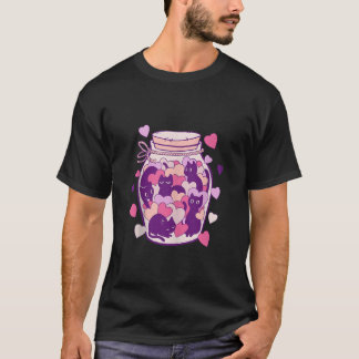 Jar of Cats Hearts Funny Valentines Day Women Men  T-Shirt