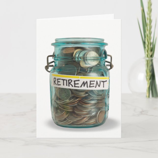 jar of coins for retirement congrats card (Front)