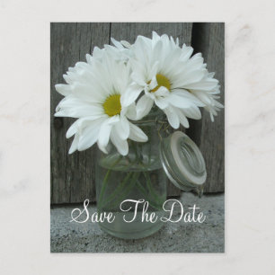 Jar of Daisies Wedding Save The Date Announcement Postcard