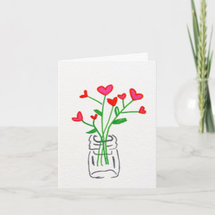 Jar of Flower Hearts Folded Valentine's Day Card