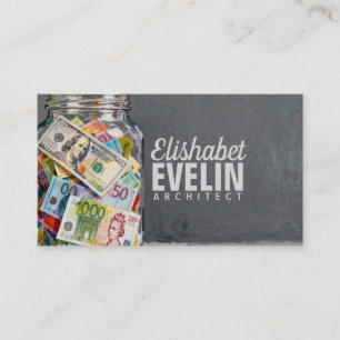 Jar of Global Banknotes h728 Business Card
