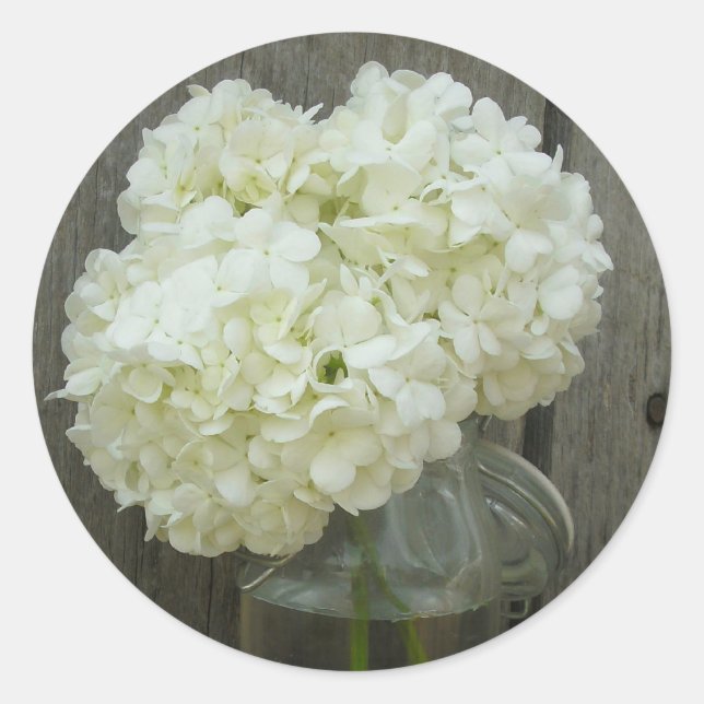 Jar Of Hydrangeas & Barnwood Sticker (Front)