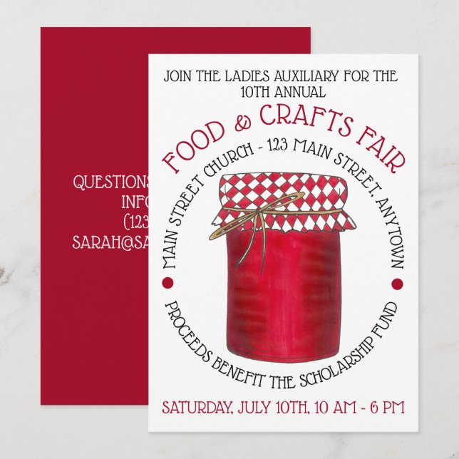 Jar of Jelly Jam Food Craft Fair Festival Invitation (Front/Back)