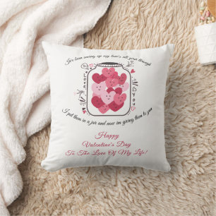 Jar Of Love Valentines Day Cushion