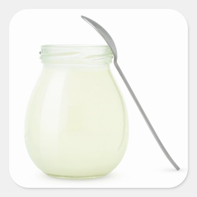 Jar of natural yogurt square sticker (Front)