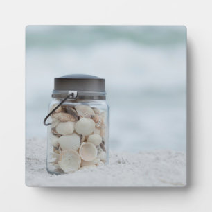 Jar Of Seashells On The Beach   Florida Plaque