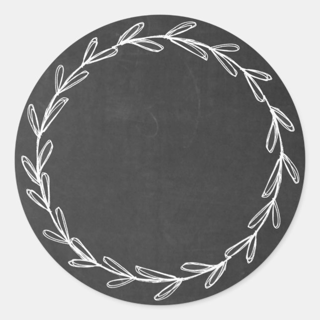 Jar/ Spice Blank Hand Drawn Wreath Chalkboard Clas Classic Round Sticker (Front)