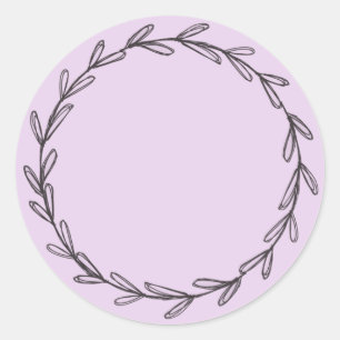 Jar/ Spice Blank Purple Hand Drawn Wreath Classic Round Sticker