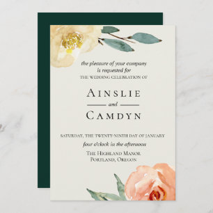 Jardin De Fleurs Emerald Wedding Invitation