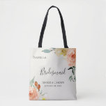 Jardin De Fleurs Personalised Bridesmaid Tote Bag<br><div class="desc">Vintage inspired watercolor garden flowers and foliage,  personalised wedding party tote bag.  Designed to match our Jardin De Fleurs Collection.</div>