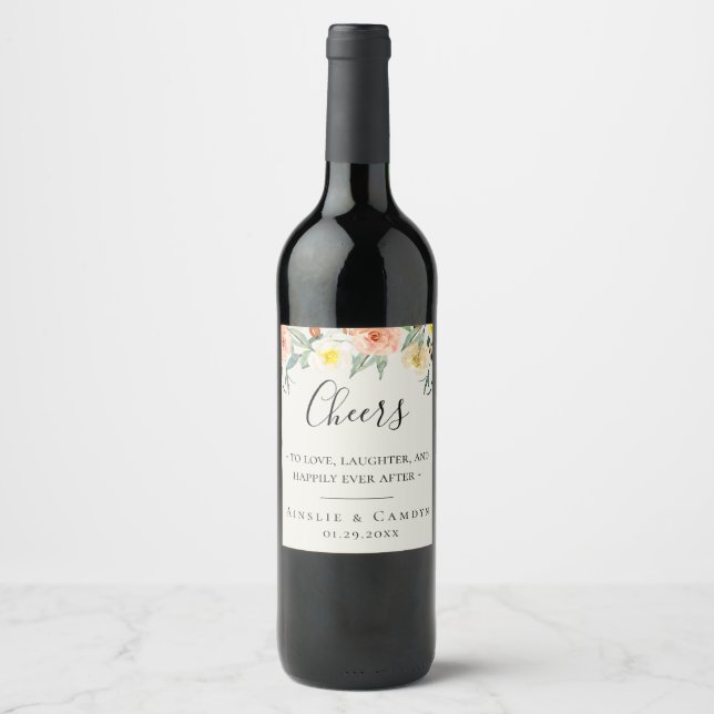 Jardin De Fleurs Personalised Wine Label (Front)