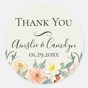 Jardin De Fleurs Wedding Thank You Favour Classic Round Sticker