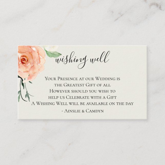 Jardin De Fleurs Wedding Wishing Well Enclosure Card (Front)