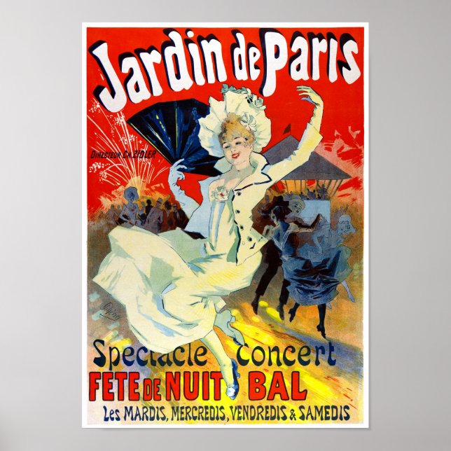 Jardin de Paris France Vintage Poster Restored (Front)