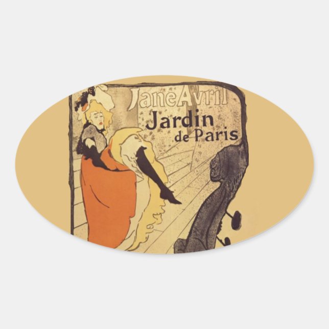 Jardin de Paris - Toulouse-Lautrec Oval Sticker (Front)