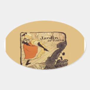 Jardin de Paris - Toulouse-Lautrec Oval Sticker