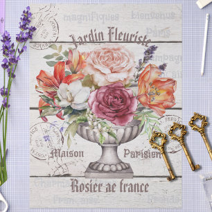 Jardin fleuriste Trendy rustic wood flowers French Tissue Paper