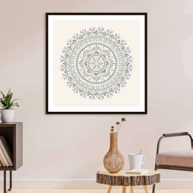 Jardin Floral Mandala Art Print - Turquoise (Creator Uploaded)
