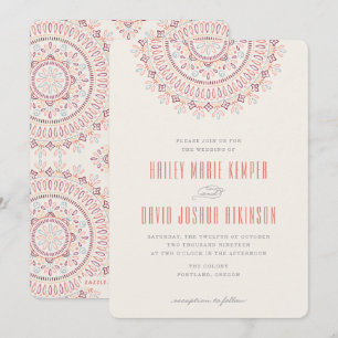 Jardin Mandala Wedding Invitation - Coral