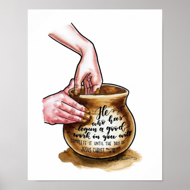 Jars of Clay - Potter throwing a vase - watercolor Poster (Front)