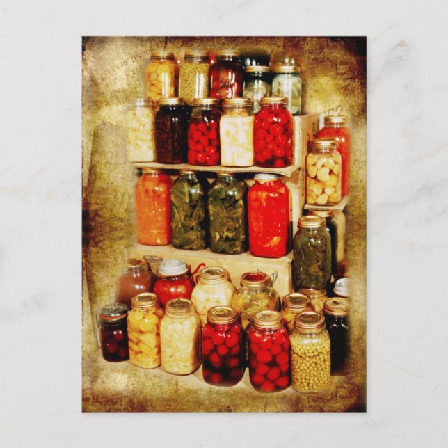 Jars of home-canned food postcard (Front)