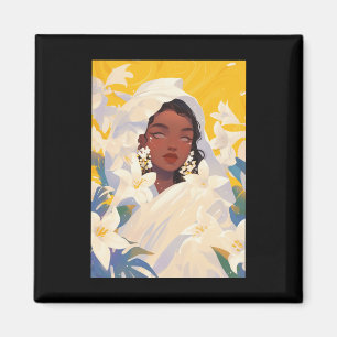 Jasmin Cute Floral Black Girl Magnet