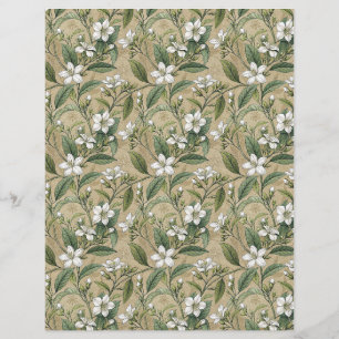 Jasmin Flowers bontanic scrapbook paper beige